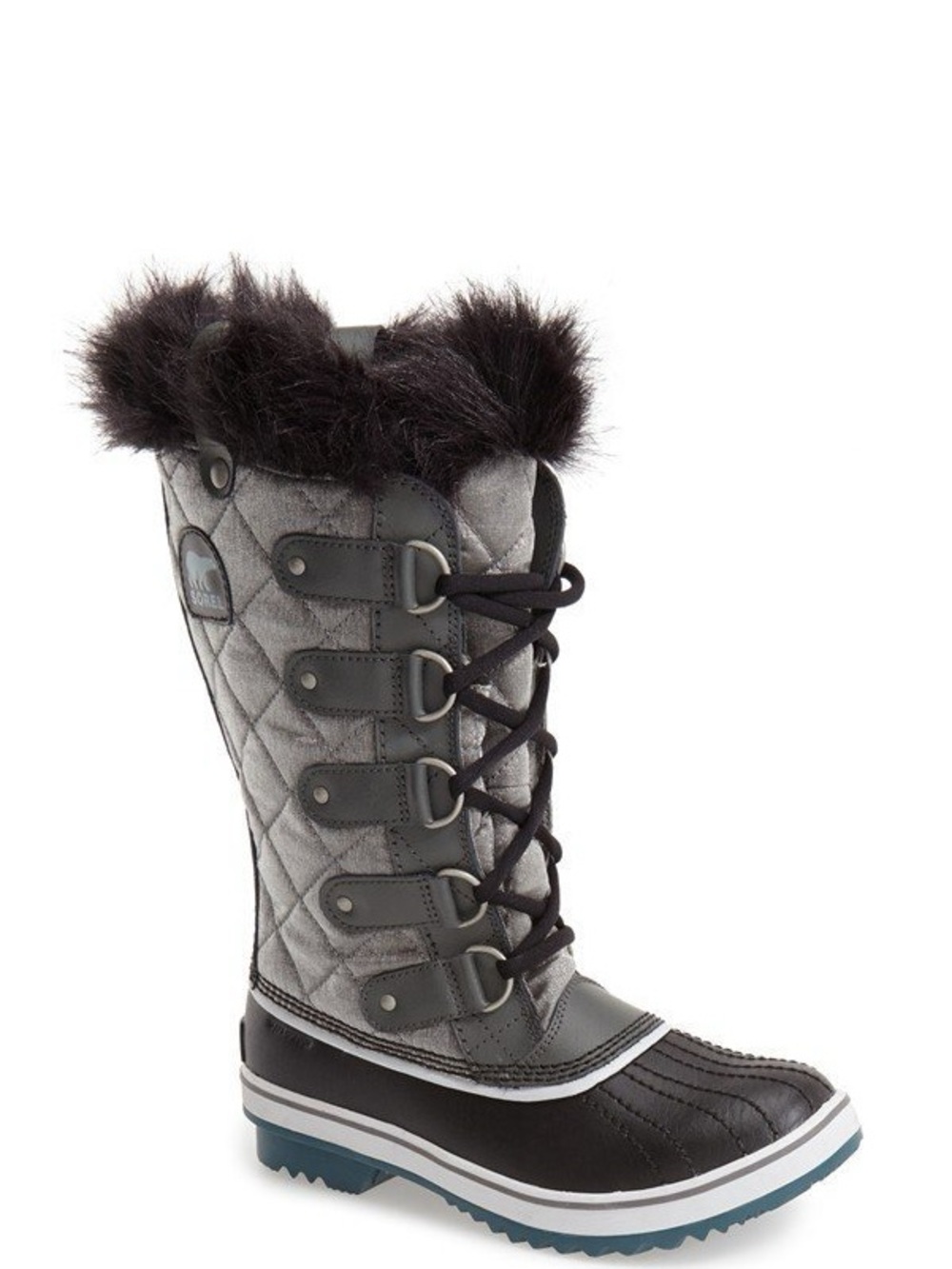 SOREL Quarry Cloudburst Women's Quilted Faux-Fur Winter Boots in Gray - Size 7